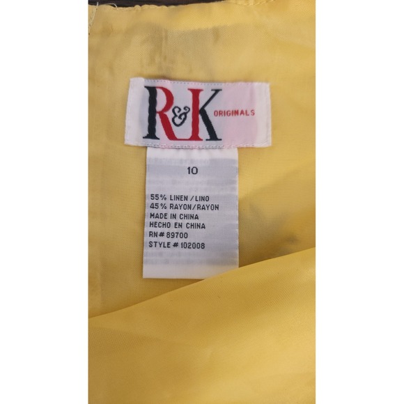 R & K Originals Vintage Yellow Palm Tree Linen Sleeveless Dress Size‎ 10 NWT - Picture 4 of 6